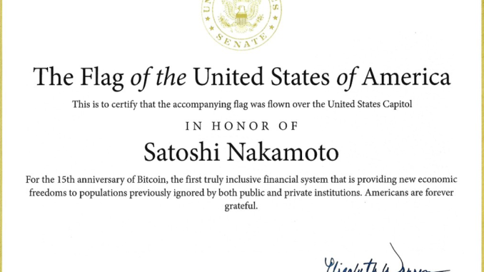 Elizabeth Warren Pivots on Bitcoin, Honors Nakamoto With Flag Over Capitol