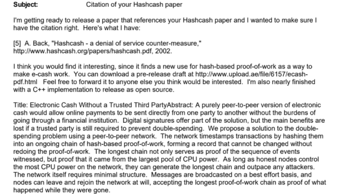 Read Adam Back's Complete Emails with Bitcoin Creator Satoshi Nakamoto